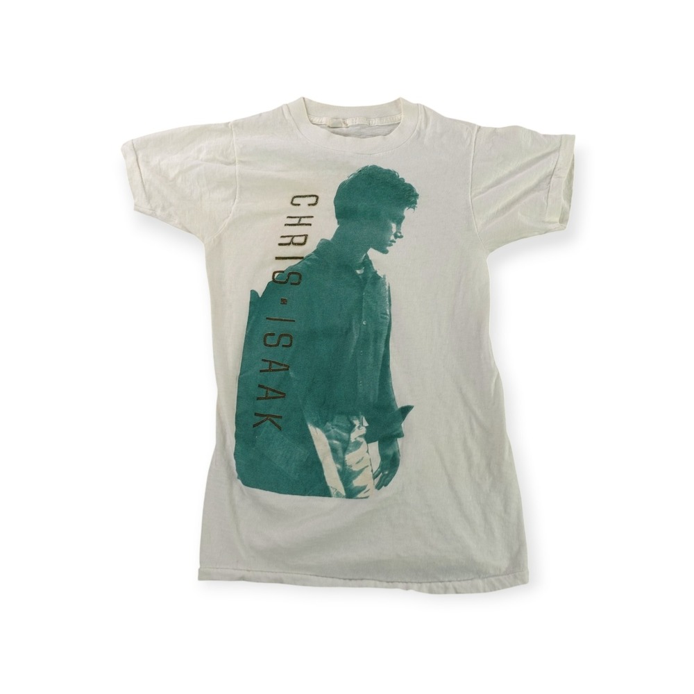 Vintage 80s Chris Isaak Shirt Single Stitch USA Shrunken Baby Tee Tag M 14.5x23